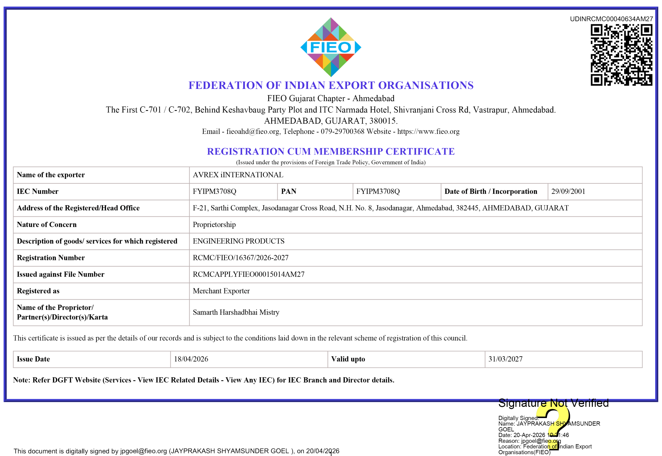 FIEO-CERTIFICATE